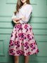 Floral-print Big Hem Midi Skirt